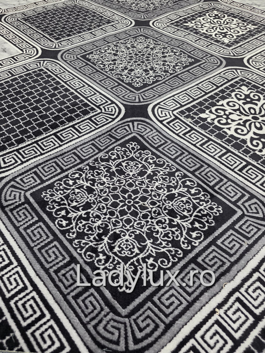 Covor 150/220 Cm lucrat pe antiderapant eleganță în nuanțe de gri- model VRS