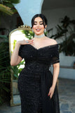 Rochie de seară elegantă din tulle negru cu sclipici și perle Adelyn