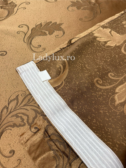 Set Draperii Poliester Maro Model Frunza Maro 3M x 2.7h Cu Tiv si Rejansa