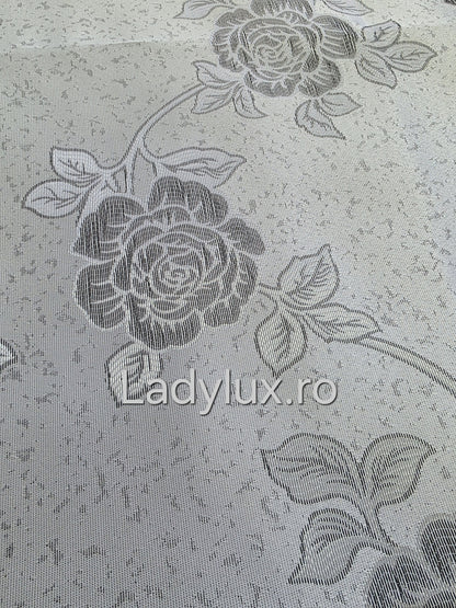 Set Draperii  Model Trandafir Silver cu Tiv si Rejansa 3m-2.7h