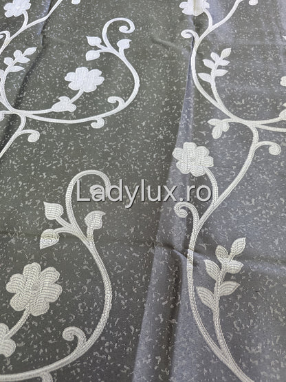 Set Draperii Model Flori Gri Antracit 3M-2.7h