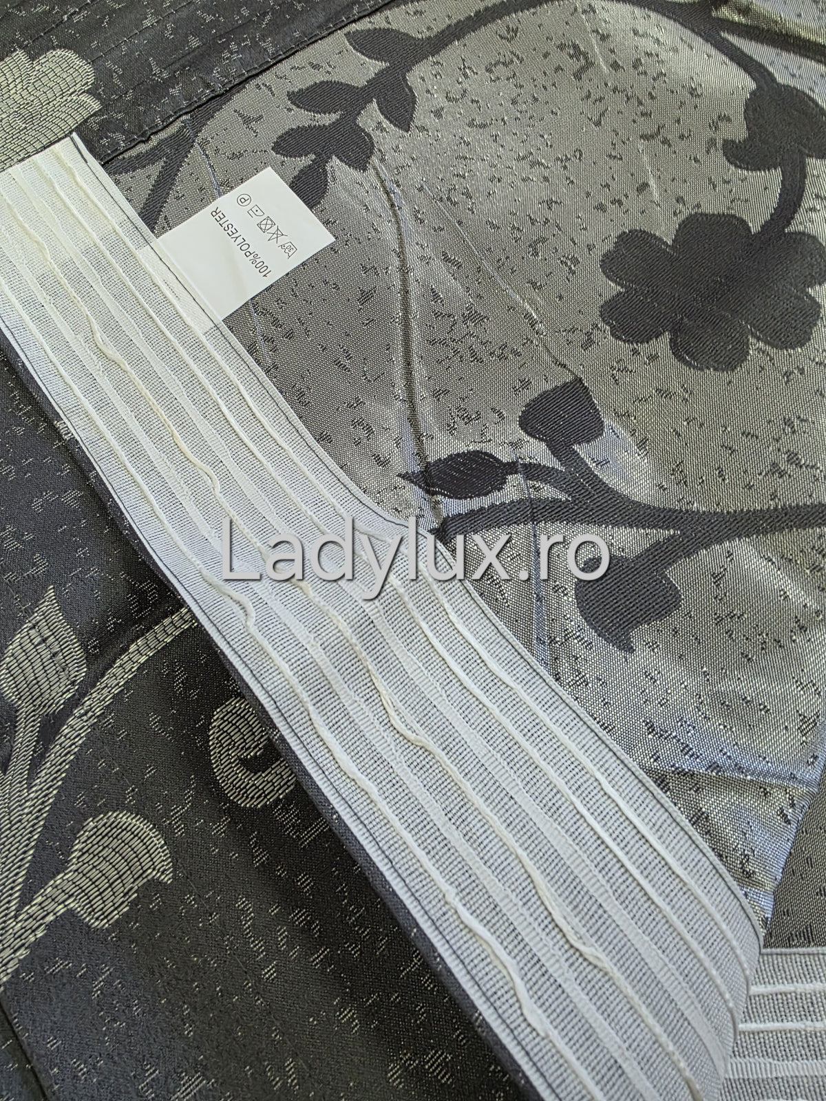 Set Draperii Model Flori Gri Antracit 3M-2.7h