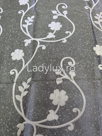 Set Draperii Model Flori Gri Antracit 3M-2.7h