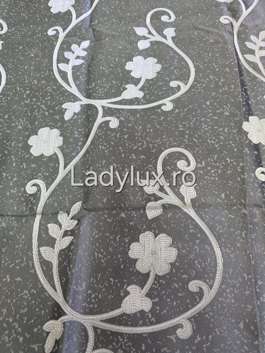 Set Draperii Model Flori Gri Antracit 3M-2.7h