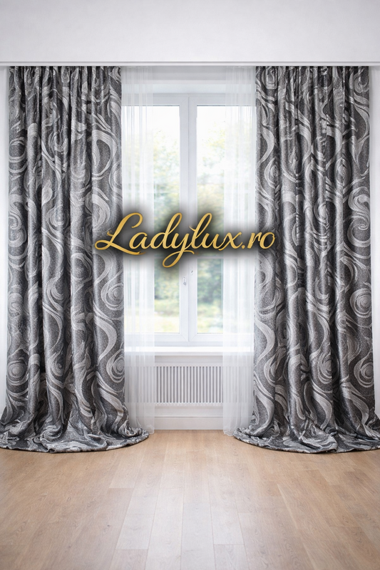 Set Draperii Negre Model Vartej Gri 3M-2.7h