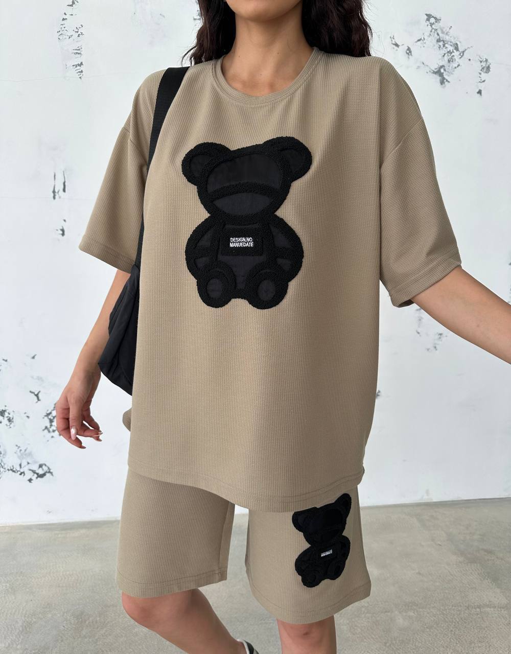 Compleu Bej Tricou si Pantalon scurt cu model 3D BabilonFsh