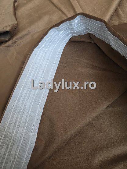 Set Draperii Catifea Simpla -3M x 2.5 Gata Cusute cu Tiv și Rejansă - Capucino