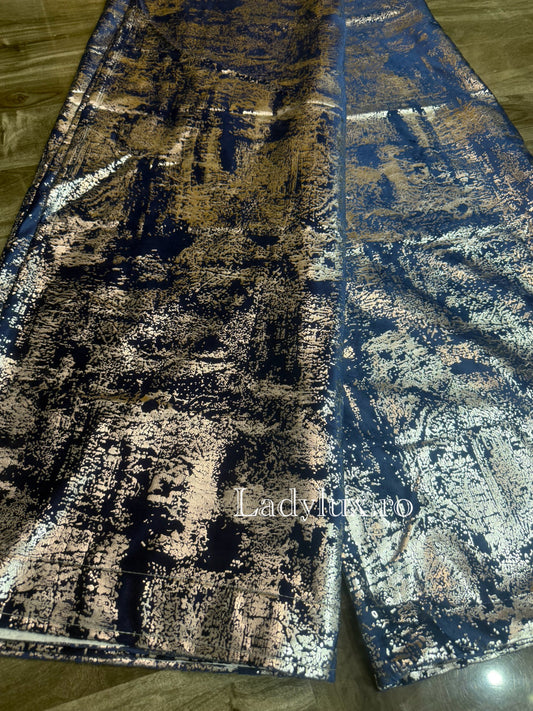 Set Draperii Catifea  Albastru Marin cu insertii 3m-2.7h