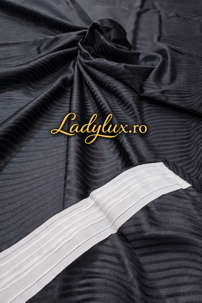 Set Draperii RS Negre Model Striat - 3M x 2.7h Cu Tiv si Rejansă