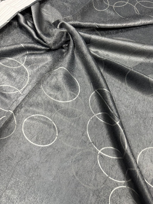 Set Draperii Gri Gata Cusute cu Tiv si Rejansă, 3M x2.7h - Model Cercuri Blackout