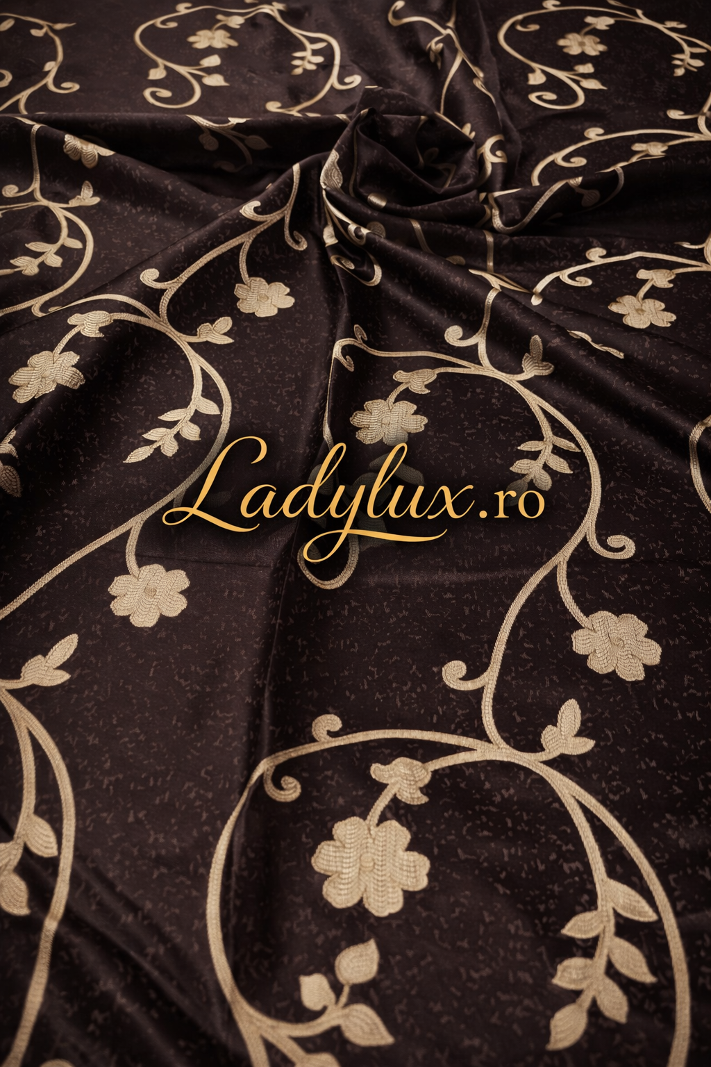 Set Draperii Model Floral Maro-Brawn Cu Tiv si Rejansa 3M-2.7h