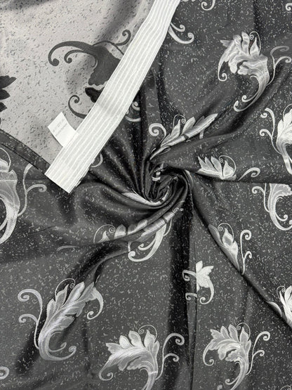 Set Draperii Negru Frunza Gata Cusute cu Tiv si Rejansă, 3M x 2.7 h Model Frunza