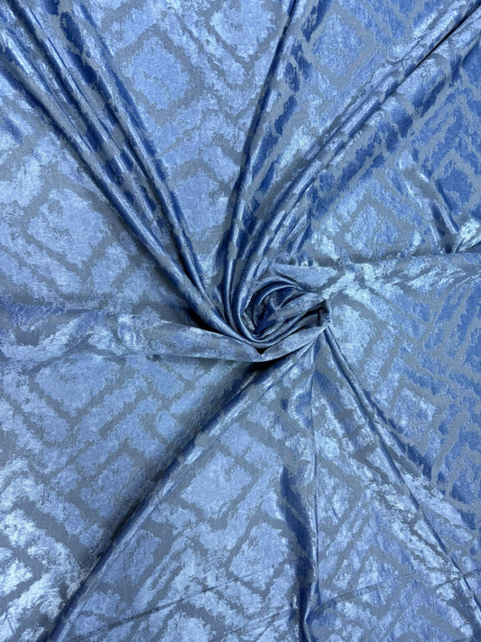 Set Draperii Albastru Gata Cusute cu Tiv si Rejansă, 3M x 2.7 h Model Labirint