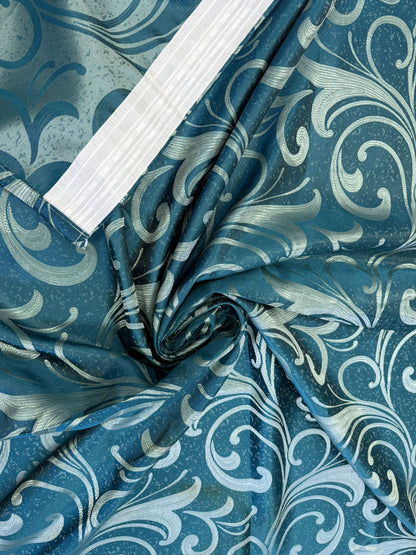 Set Draperii Turcoaz Gata Cusute cu Tiv si Rejansă, 3M x 2.7 h Model Flondo