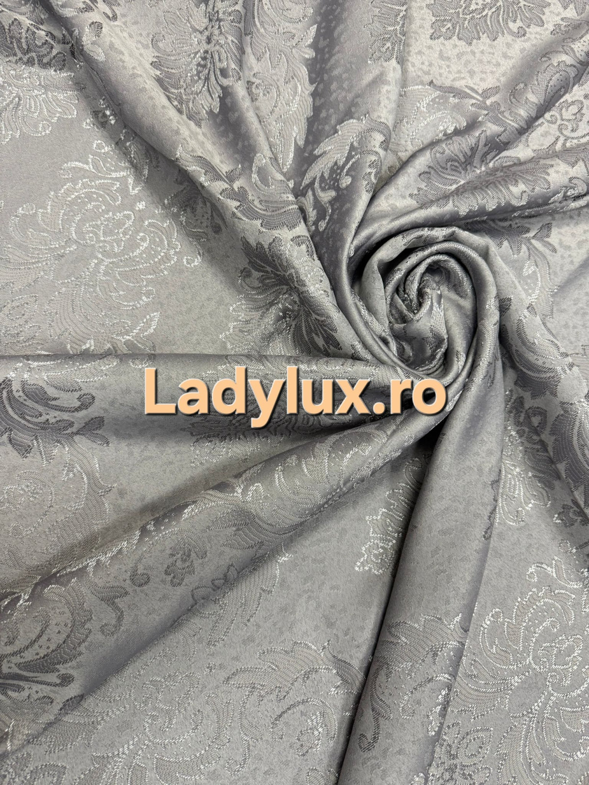 Set Draperii Gri Gata Cusute cu Tiv si Rejansă, 3M x 2.7 h Model Baroc