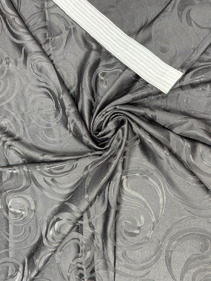 Set Draperii Negru  Gata Cusute cu Tiv si Rejansă, 3M x 2.7 h Model Spirala