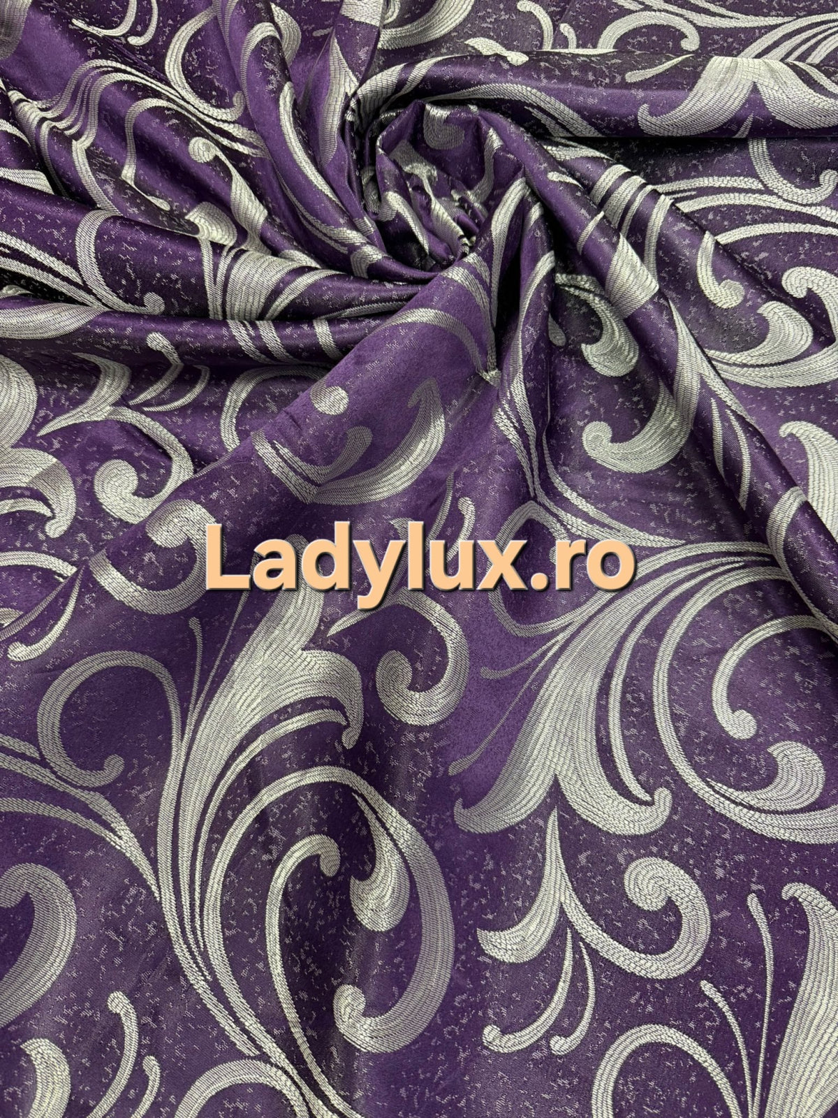 Set Draperii Mov  Gata Cusute cu Tiv si Rejansă, 3M x 2.5 h Model Frunza