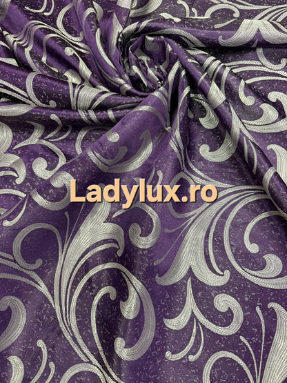 Set Draperii Mov  Gata Cusute cu Tiv si Rejansă, 3M x 2.5 h Model Frunza