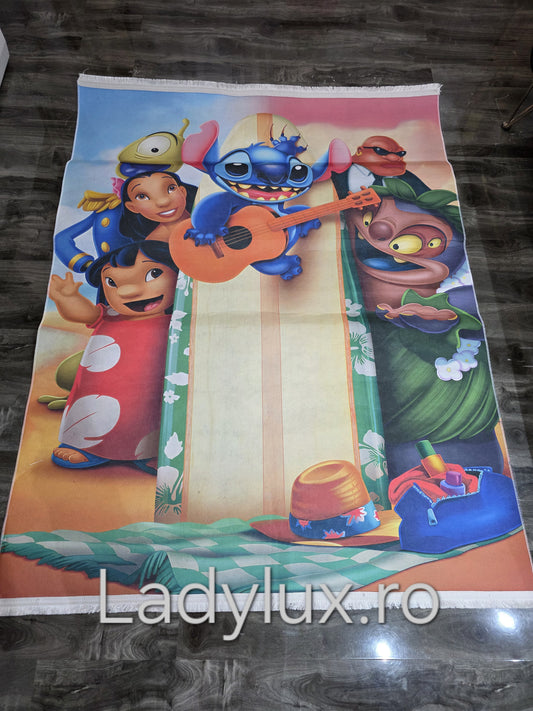 Stitch 02 - Covor Subțire din Poliester cu Antiderapant - 140x180 cm